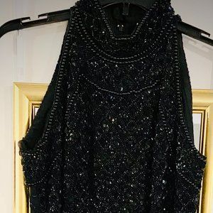 Laurence Kazar Vintage Beaded Halter Gown